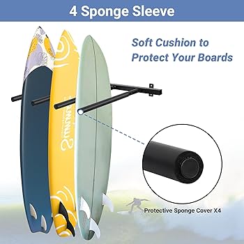 Amazon.co.jp: Neorexon サーフボードラック 垂直4アーム 壁用 ラバー